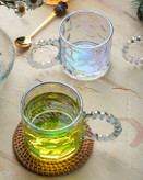 ماگ شیشه ای دسته مرواریدی