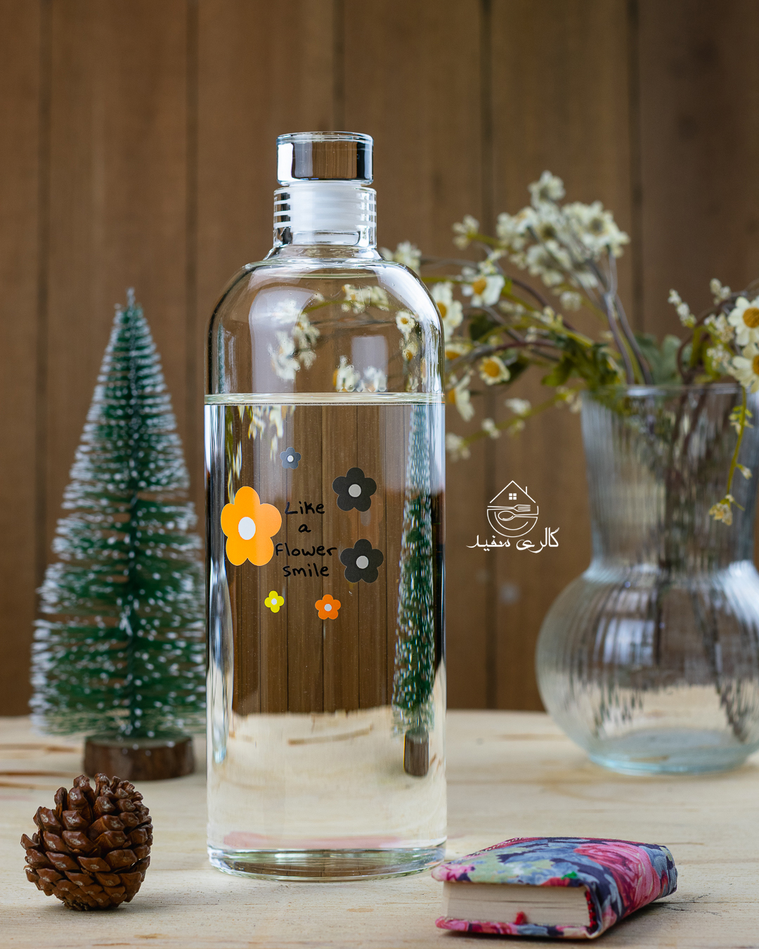 بطری پیرکس گلدار