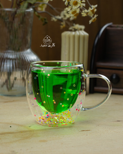 ماگ دوجداره پولک دار