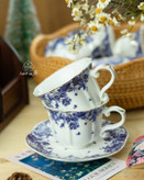 فنجان نعلبکی انگلیسی گل آبی