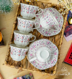فنجان نعلبکی گلدار طرح انگلیسی