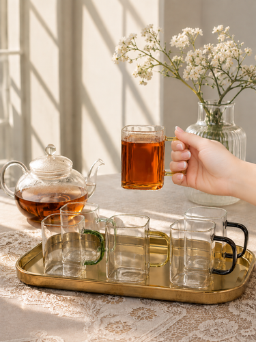 فنجان مربع دسته رنگی